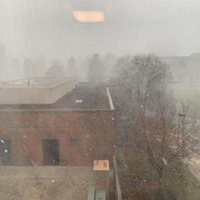 Above, in the blizzard